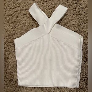 Aritzia babaton white ribbed halter top